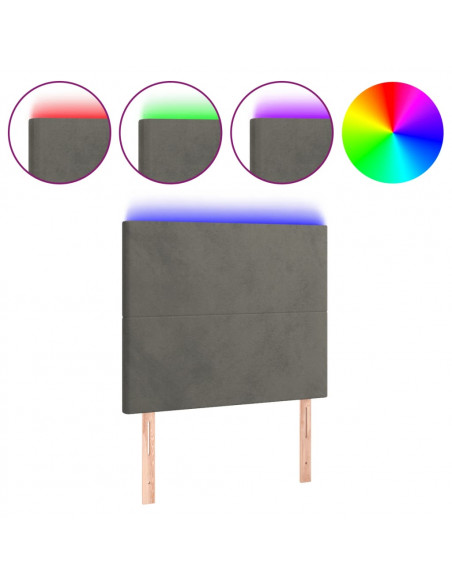 Testiera a LED Grigio Scuro 80x5x118/128 cm in Velluto