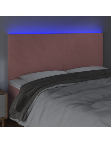 Testiera a LED rosa 200x5x118/128 cm in Velluto