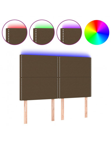 Testiera a LED Marrone Scuro 144x5x118/128 cm in Tessuto