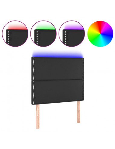 Testiera a LED Nera 80x5x118/128 cm in Similpelle