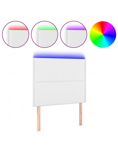 Testiera a LED Bianco 80x5x118/128 cm in Similpelle