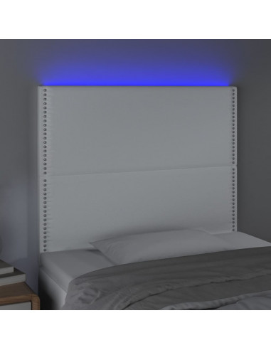 Testiera a LED Bianco 80x5x118/128 cm in Similpelle