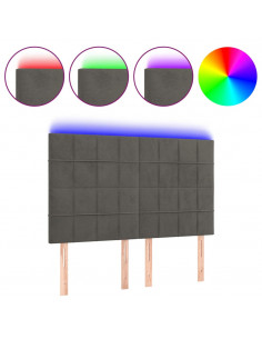 Testiera a LED Grigio Scuro 144x5x118/128cm in Velluto 2