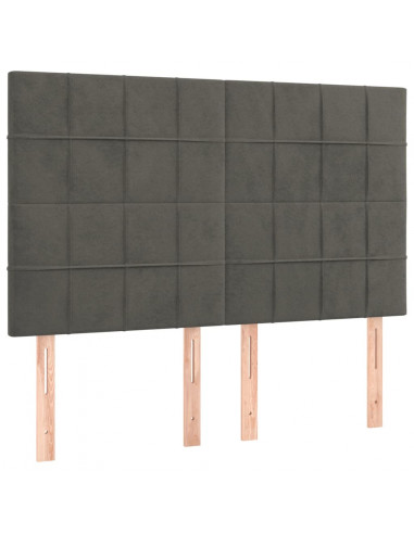 Testiera a LED Grigio Scuro 144x5x118/128cm in Velluto