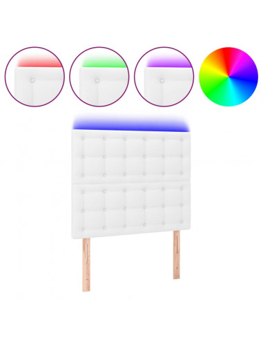 Testiera a LED Bianco 90x5x118/128 cm in Similpelle