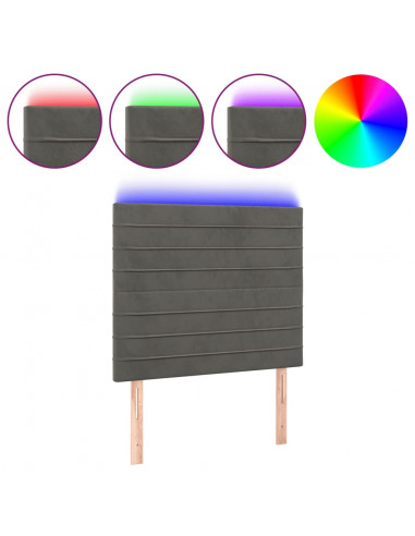 Testiera a LED GrigioScuro 100x5x118/128cm in Velluto