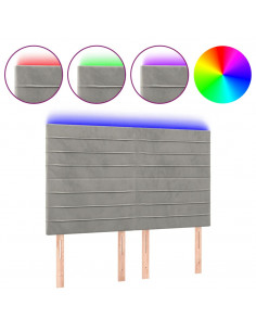 Testiera a LED Grigio Chiaro 144x5x118/128 cm in Velluto 2