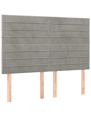 Testiera a LED Grigio Chiaro 144x5x118/128 cm in Velluto