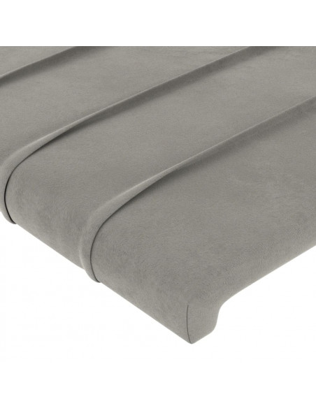 Testiera a LED Grigio Chiaro 144x5x118/128 cm in Velluto
