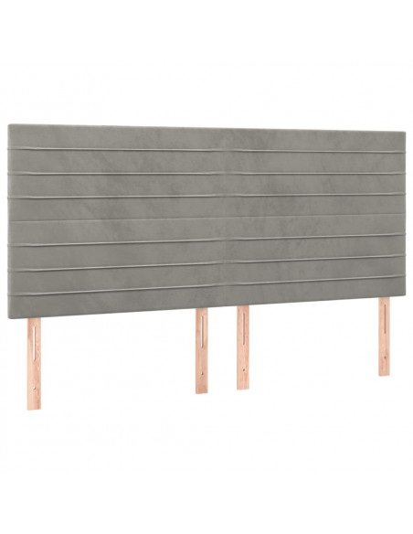 Testiera a LED Grigio Chiaro 200x5x118/128 cm in Velluto