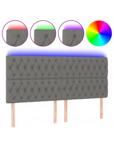 Testiera a LED Grigio Scuro 200x7x118/128 cm in Tessuto 2