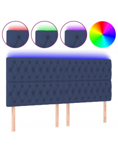 Testiera a LED Blu 200x7x118/128 cm in Tessuto 2