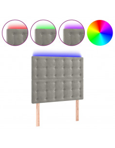 Testiera a LED Grigio Chiaro 100x5x118/128 cm in Velluto 2