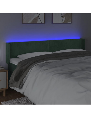 Testiera a LED Verde Scuro 203x16x78/88 cm in Velluto