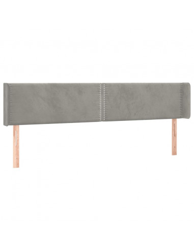 Testiera a LED Grigio Chiaro 183x16x78/88 cm in Velluto