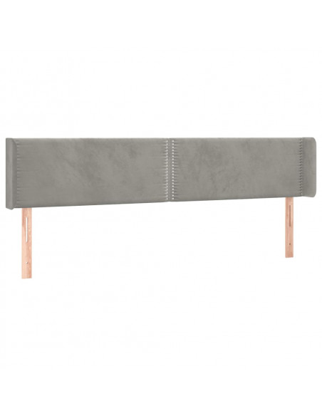 Testiera a LED Grigio Chiaro 183x16x78/88 cm in Velluto