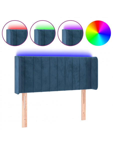 Testiera a LED Blu Scuro 103x16x78/88 cm in Velluto