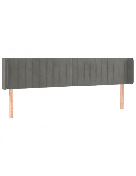 Testiera a LED Grigio Chiaro 163x16x78/88 cm in Velluto