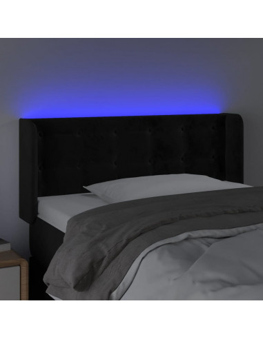 Testiera a LED Nera 93x16x78/88 cm in Velluto