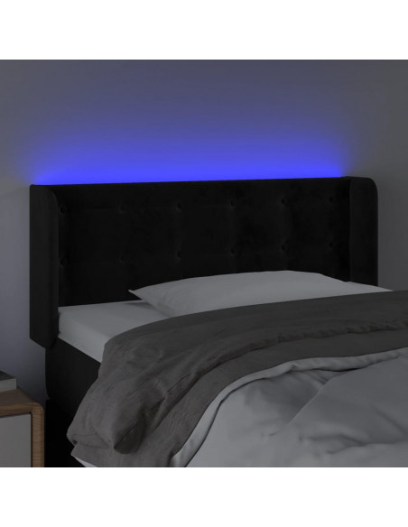 Testiera a LED Nera 93x16x78/88 cm in Velluto