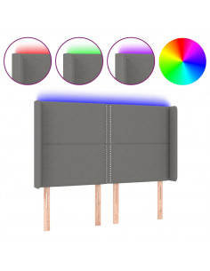 Testiera a LED GrigioScuro 147x16x118/128cm inTessuto 2