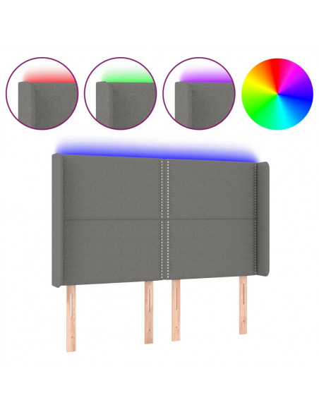 Testiera a LED GrigioScuro 147x16x118/128cm inTessuto