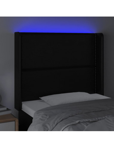 Testiera a LED nero 93x16x118/128 cm in Similpelle