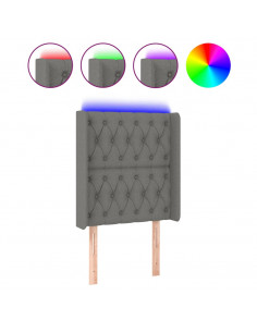 Testiera a LED Grigio Scuro 83x16x118/128 cm in Tessuto 2