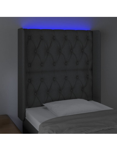 Testiera a LED Grigio Scuro 83x16x118/128 cm in Tessuto