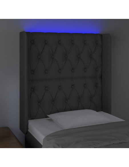 Testiera a LED Grigio Scuro 83x16x118/128 cm in Tessuto