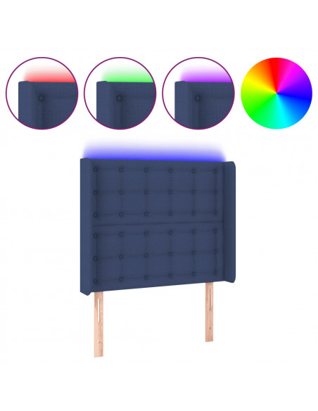 Testiera a LED Blu 93x16x118/128 cm in Tessuto
