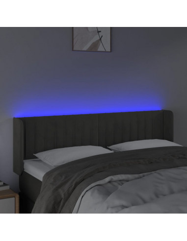 Testiera a LED Grigio Scuro 147x16x78/88 cm in Velluto