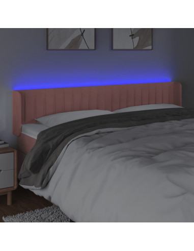 Testiera a LED Rosa 203x16x78/88 cm in Velluto