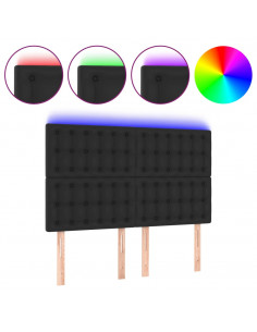 Testiera a LED Nera 144x5x118/128 cm in Similpelle 2