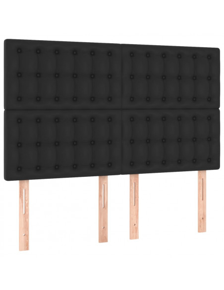 Testiera a LED Nera 144x5x118/128 cm in Similpelle