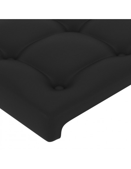 Testiera a LED Nera 144x5x118/128 cm in Similpelle