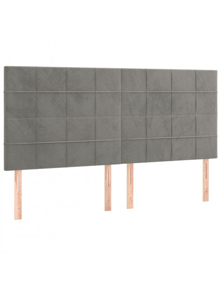 Testiere 4 pz Grigio Chiaro 100x5x78/88 cm in Velluto