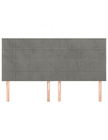 Testiere 4 pz Grigio Chiaro 100x5x78/88 cm in Velluto