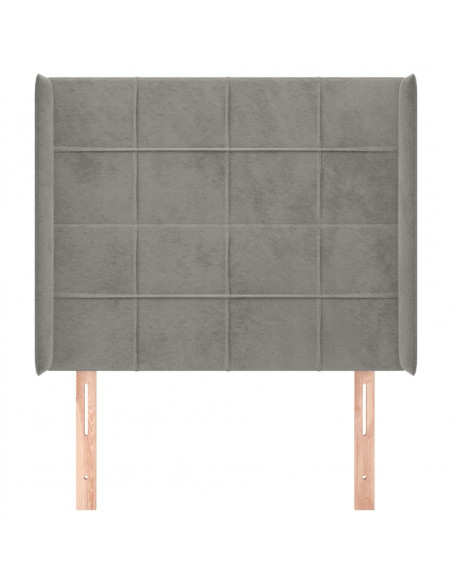 Testiera ad Orecchio Grigio Chiaro 103x16x118/128 cm in Velluto