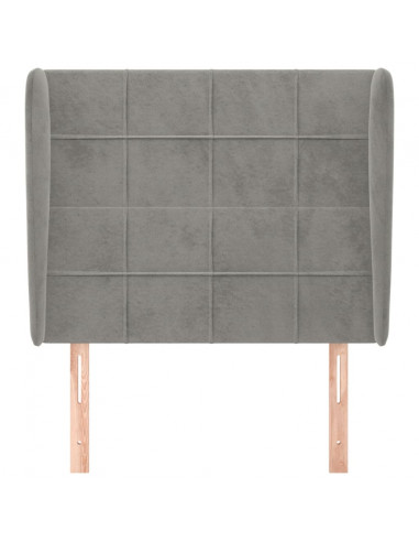 Testiera ad Orecchio Grigio Chiaro 103x23x118/128 cm in Velluto