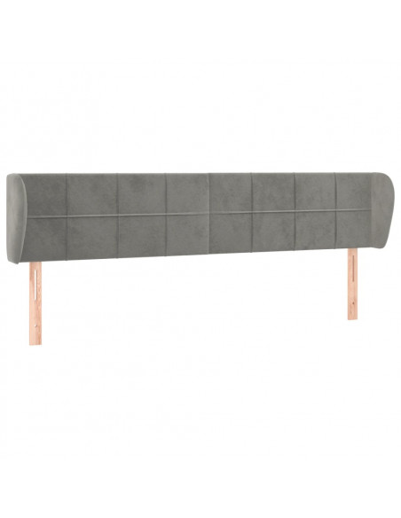 Testiera ad Orecchio Grigio Chiaro 203x23x78/88 cm in Velluto
