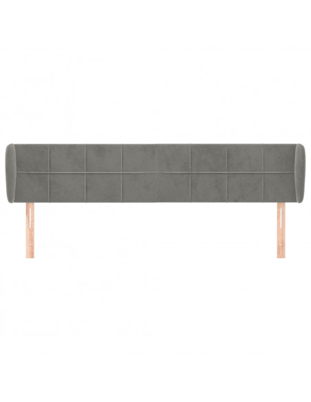 Testiera ad Orecchio Grigio Chiaro 203x23x78/88 cm in Velluto