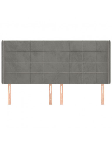 Testiera ad Orecchio Grigio Chiaro 203x16x118/128 cm in Velluto