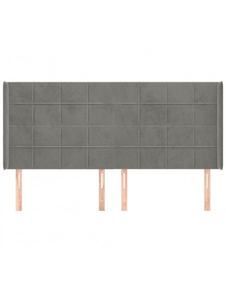 Testiera ad Orecchio Grigio Chiaro 203x16x118/128 cm in Velluto