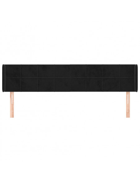 Testiera ad Orecchio Nera 203x16x78/88 cm in Velluto