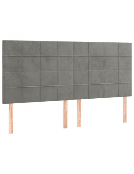Testiera a LED Grigio Chiaro 200x5x118/128 cm in Velluto