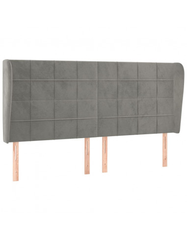 Testiera ad Orecchio Grigio Chiaro 203x23x118/128 cm in Velluto