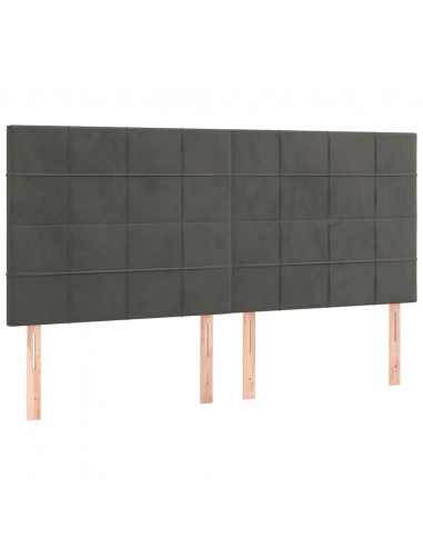 Testiere 4 pz Grigio Scuro 100x5x78/88 cm in Velluto