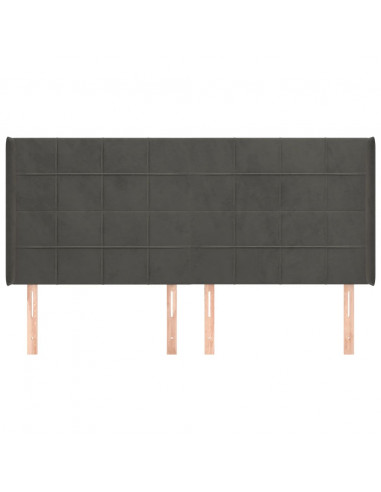 Testiera ad Orecchio GrigioScuro 203x16x118/128cm in Velluto