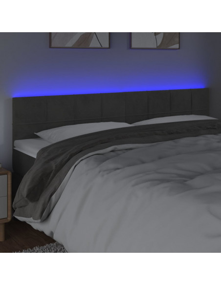 Testiera a LED Grigio Scuro 200x5x78/88 cm in Velluto